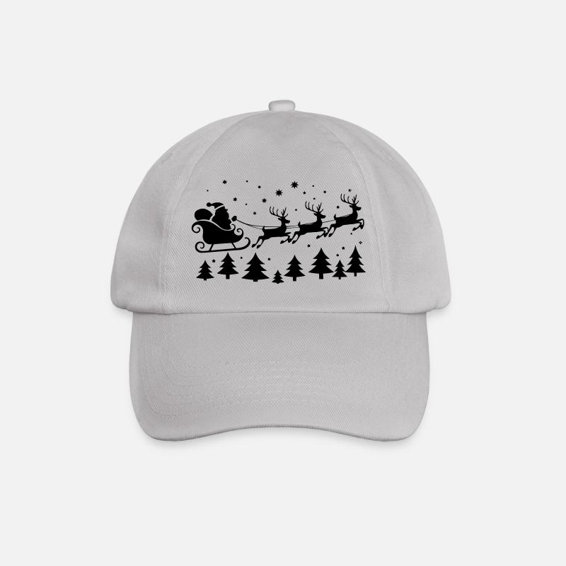 Weihnachtsmann Schlitten Rentiere Santa Silhouette - Baseballkappe - Grau