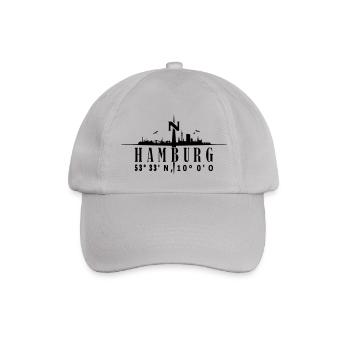 Skyline Hamburg mit Kompass - Baseballkappe - Grau - Vorne