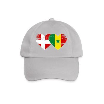 Dänemark Senegal Herz Flagge used - Baseballkappe - Grau - Vorne