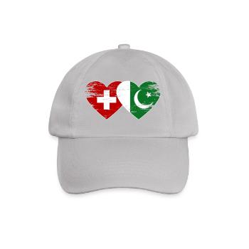 Switzerland Pakistan flag heart used - Baseball Cap - grey - Front