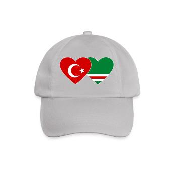 Türkei Tschetschenien Flagge Herz - Baseballkappe - Grau - Vorne
