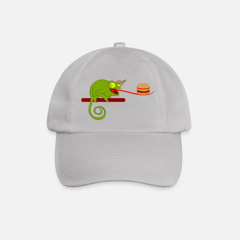 Chamäleon mit Burger - Baseballkappe - Grau