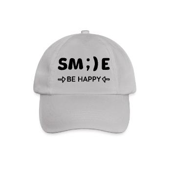 Smile - Be happy - Positives Denken - Baseballkappe - Grau - Vorne