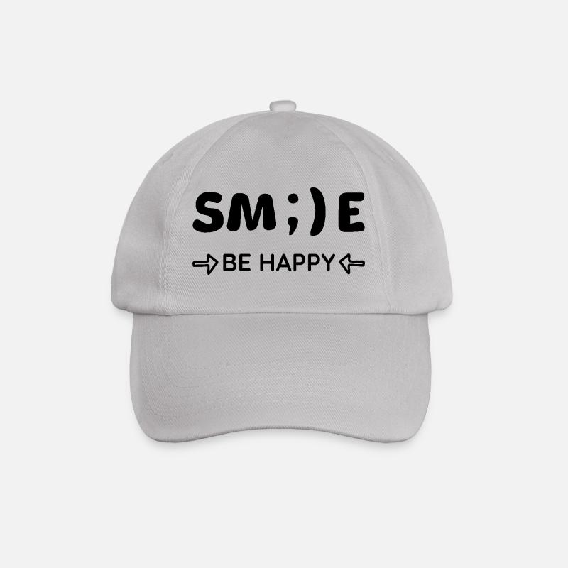 Smile - Be happy - Positives Denken - Baseballkappe - Grau