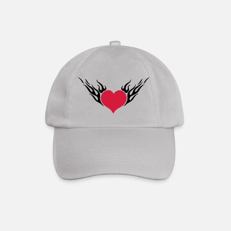 Feuerherz / Fire Heart 2c - Baseballkappe - Grau