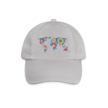 Mandala world map colorful - Baseball Cap - grey - Front