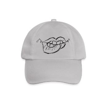 Sexy Lippen, zum verlieben, Geschenkidee, Biss - Baseballkappe - Grau - Vorne