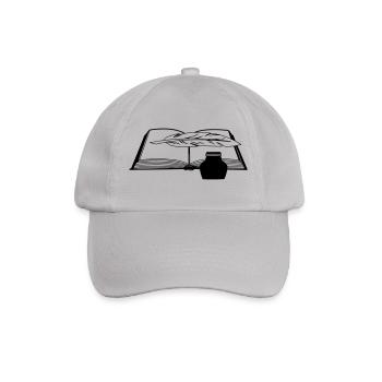 book with feather pen and inkwell - Baseball Cap - grey - Front