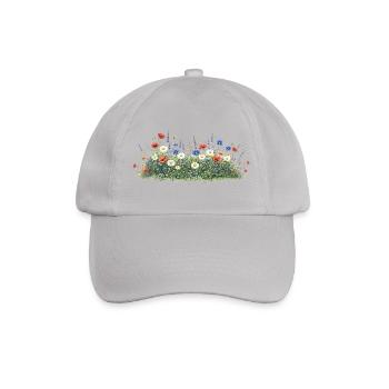 Bunte Wildblumenwiese mit Margeriten - Baseballkappe - Grau - Vorne