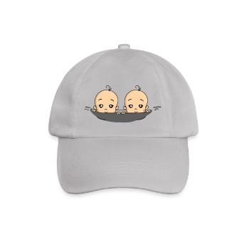 Baby Babies Zwillinge Jungen Schwangerschaft - Baseballkappe - Grau - Vorne