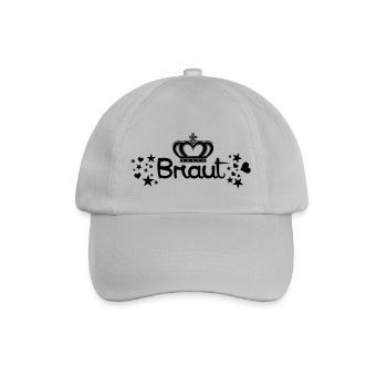 Braut Krone Schriftzug mit Herzen und Sternen - Baseballkappe - Grau - Vorne