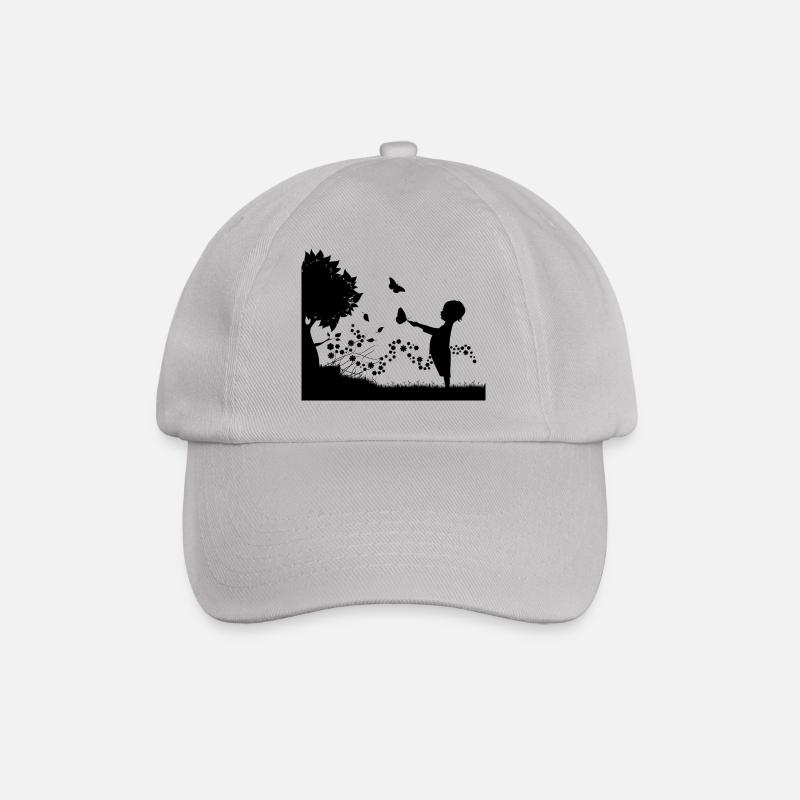 Child with butterflies and tree - Baseball Cap - grey