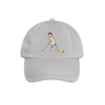 cleaning cleaning cleaning woman broom wischmop61 - Baseball Cap - grey - Front