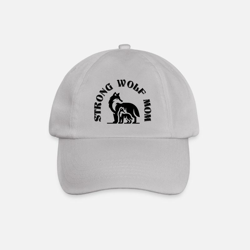 Strong Mom Best Mom Gift Wolf Mother Child - Baseball Cap - grey
