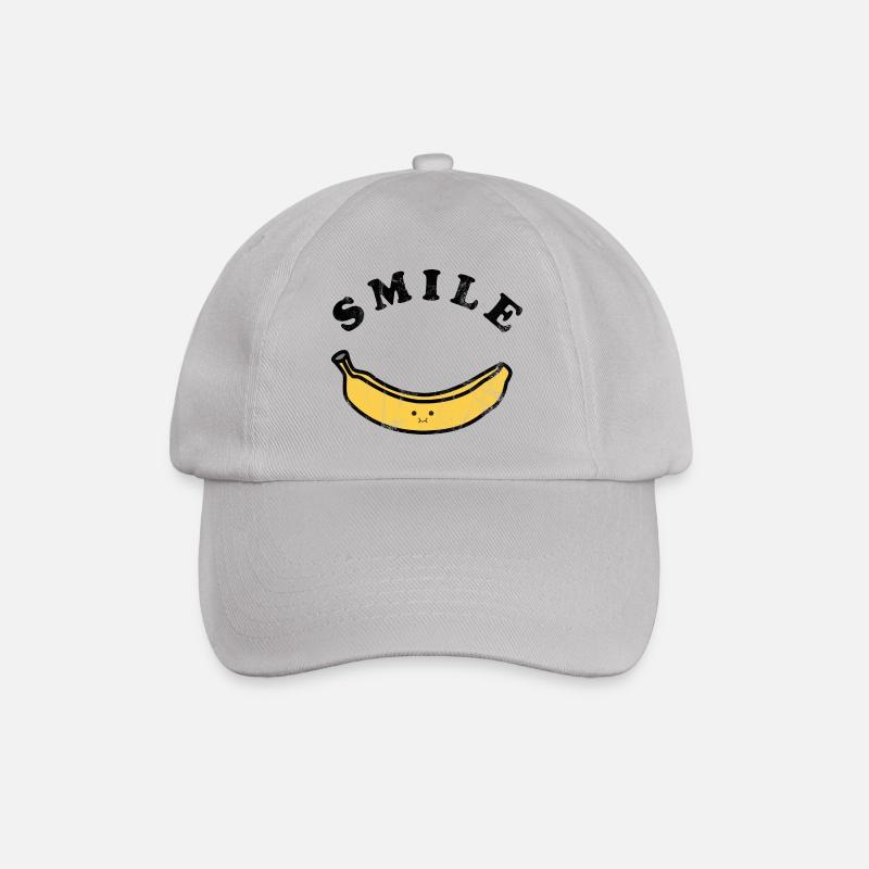 Frucht / Früchte: Banane - Lachen - Smile - Baseballkappe - Grau