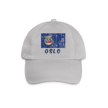 Oslo Norwegen Flagge Vintage-Effekt - Baseballkappe - Grau - Vorne