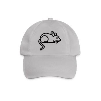 Mouse Icon - Simple Black Outline Design - Baseball Cap - grey - Front