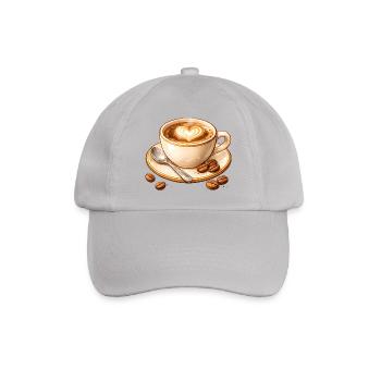 Kaffee Illustration mit Herz  - Baseballkappe - Grau - Vorne