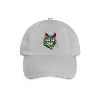 Color Cat | Pop Art | Katze Katzen Kätzchen Kater - Baseballkappe - Grau - Vorne