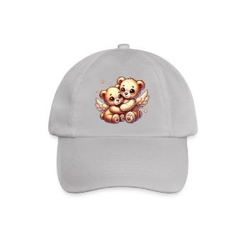 cute angel teddy bears in loving embrace - Baseball Cap - grey - Front