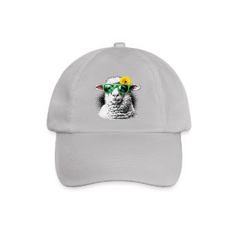 Modern Sheep – Flower Gerbera Sunglasses Art - Baseball Cap - grey - Front