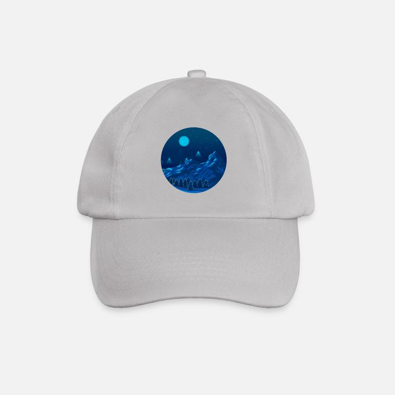 Mountains at night with forest - Baseball Cap - grey