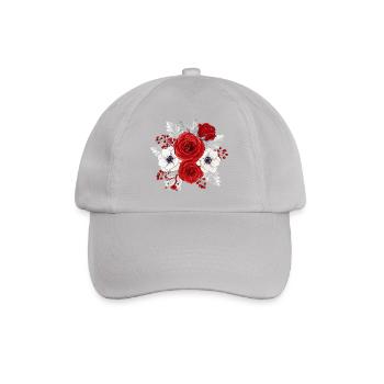 Bouquet rouge et blanc florale - Casquette classique - bruyère - Devant