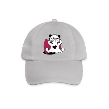 Panda avec des lunettes de nerd et un bouton de coeur en se détendant - Casquette classique - bruyère - Devant