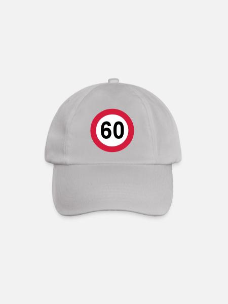 60.Geburtstag , 60 Jahre , Verkehrsschild (25) - Baseballkappe - Grau