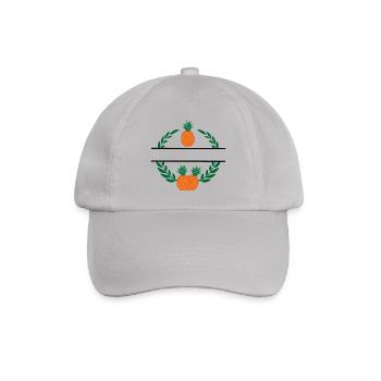 Ananas im Lorbeerkranz mit orangefarbener Ananas - Baseballkappe - Grau - Vorne