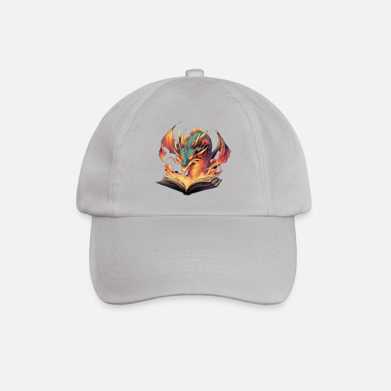 Dragon Book Transformation Fire Design - Baseball Cap - grey