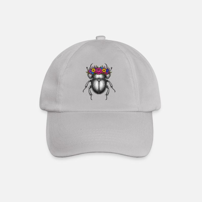 Skarabäus mit Blumenkrone - Baseballkappe - Grau