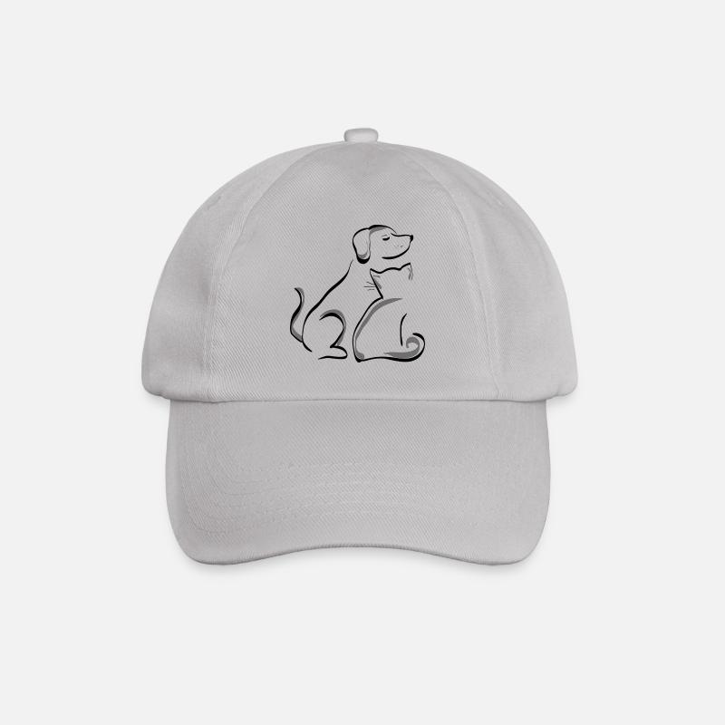Hund und Katze innig vereint. Geschenkidee - Baseballkappe - Grau