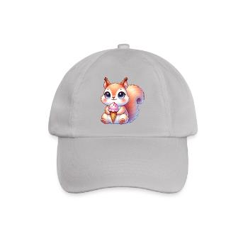 The cute squirrel enjoys a colorful ice cream - Baseball Cap - grey - Front
