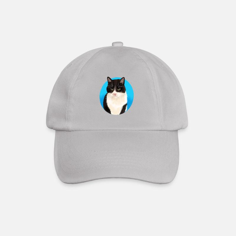 Schwarz-Weiß-Katze - Baseballkappe - Grau