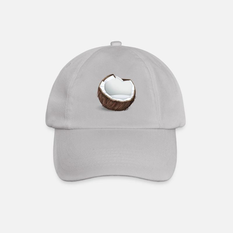 Kokosnuss - Tropische Geschenkidee - Baseballkappe - Grau