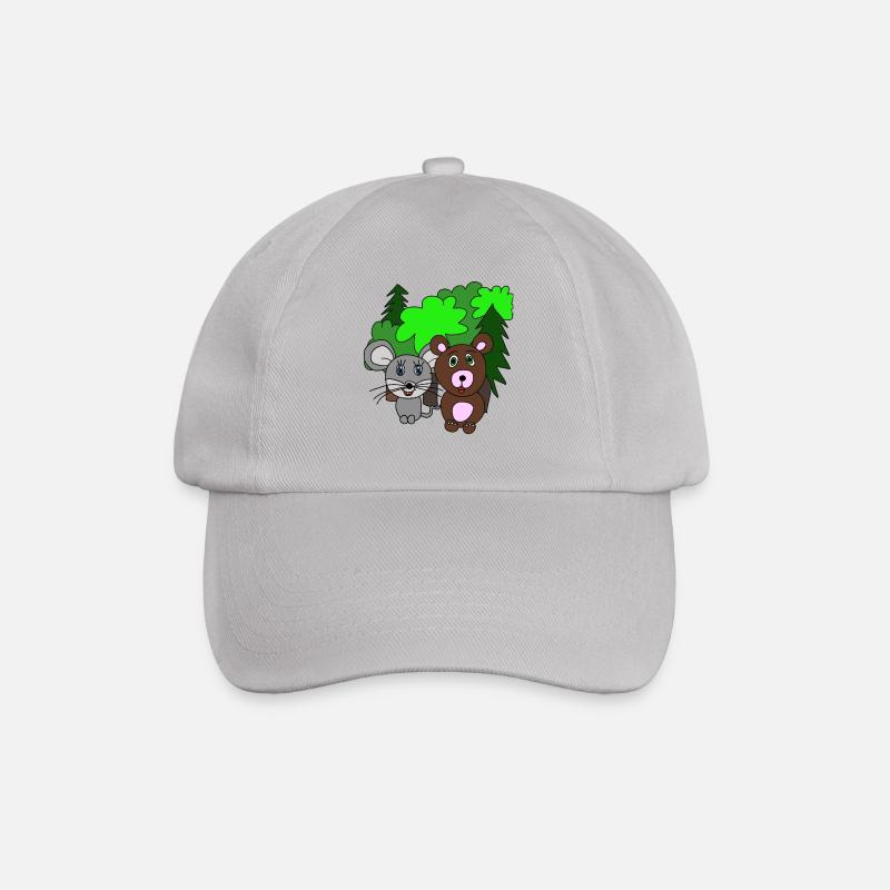 Maus und Bär im Wald. Freunde. Geschenk - Baseballkappe - Grau