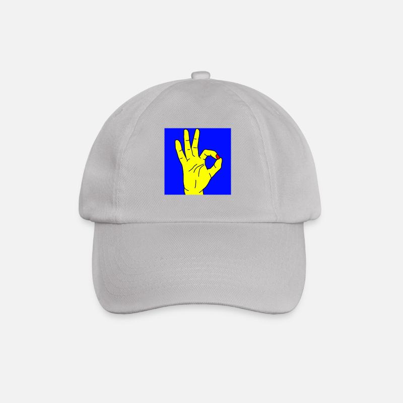 okay blue - Baseball Cap - grey