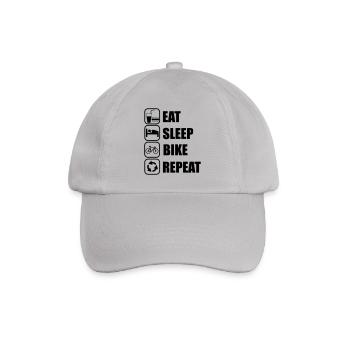 eat,sleep,bike,repeat,Radsport,Fahrrad,Bike - Baseballkappe - Grau - Vorne