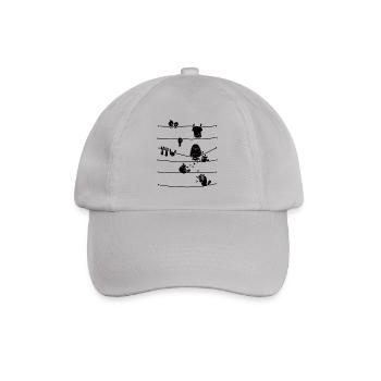 Vögel gestreiften Birdie Illustration Geschenk - Baseballkappe - Grau - Vorne