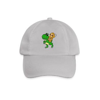 Sloth Riding T-Rex T-Shirt Funny Cute Sloth - Baseball Cap - grey - Front
