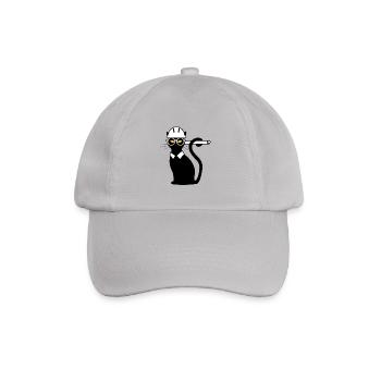 Engineer cat hard hat blueprint gift idea shirt - Baseball Cap - grey - Front