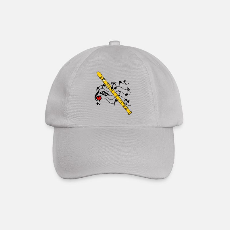 Recorder with musical notes - Baseball Cap - grey