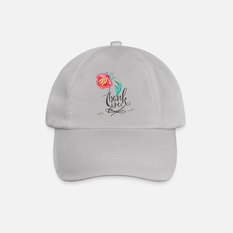 Blumenhaftiges Dankeslogo in Aquarellstil - Baseballkappe - Grau