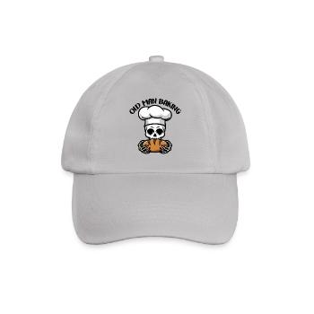 Lustiger Bäcker Skull mit Brot. Alter Mann backt - Baseballkappe - Grau - Vorne