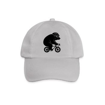 Giant bear on tiny gravel bike - Baseball Cap - grey - Front