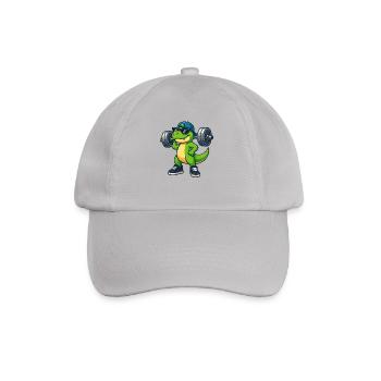 Cool T-Rex Dumbbell Weightlifting Workout Fitness - Baseball Cap - grey - Front