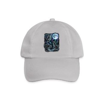 Vintage Wildcat Moon Lightning Retro Wildlife Animals - Baseball Cap - grey - Front