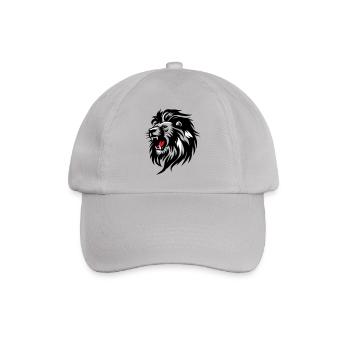 Rowing Lion Silhouette with Red Tongue - Baseball Cap - grey - Front
