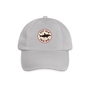 Shark Badge with Saying Swim Wide - Baseball Cap - grey - Front